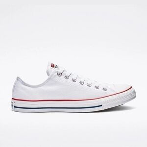 Converse White Canvas Sneakers with Red and Blue Stripes